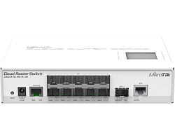 Mikrotik Cloud Router Switch 212-1G-10S-1S+IN, Atheros QC8519 400Mhz CPU, 64MB RAM, 1xGigabit LAN, 10xSFP cages, 1xSFP+ cage, RouterOS L5, LCD panel, desktop kućište, PSU